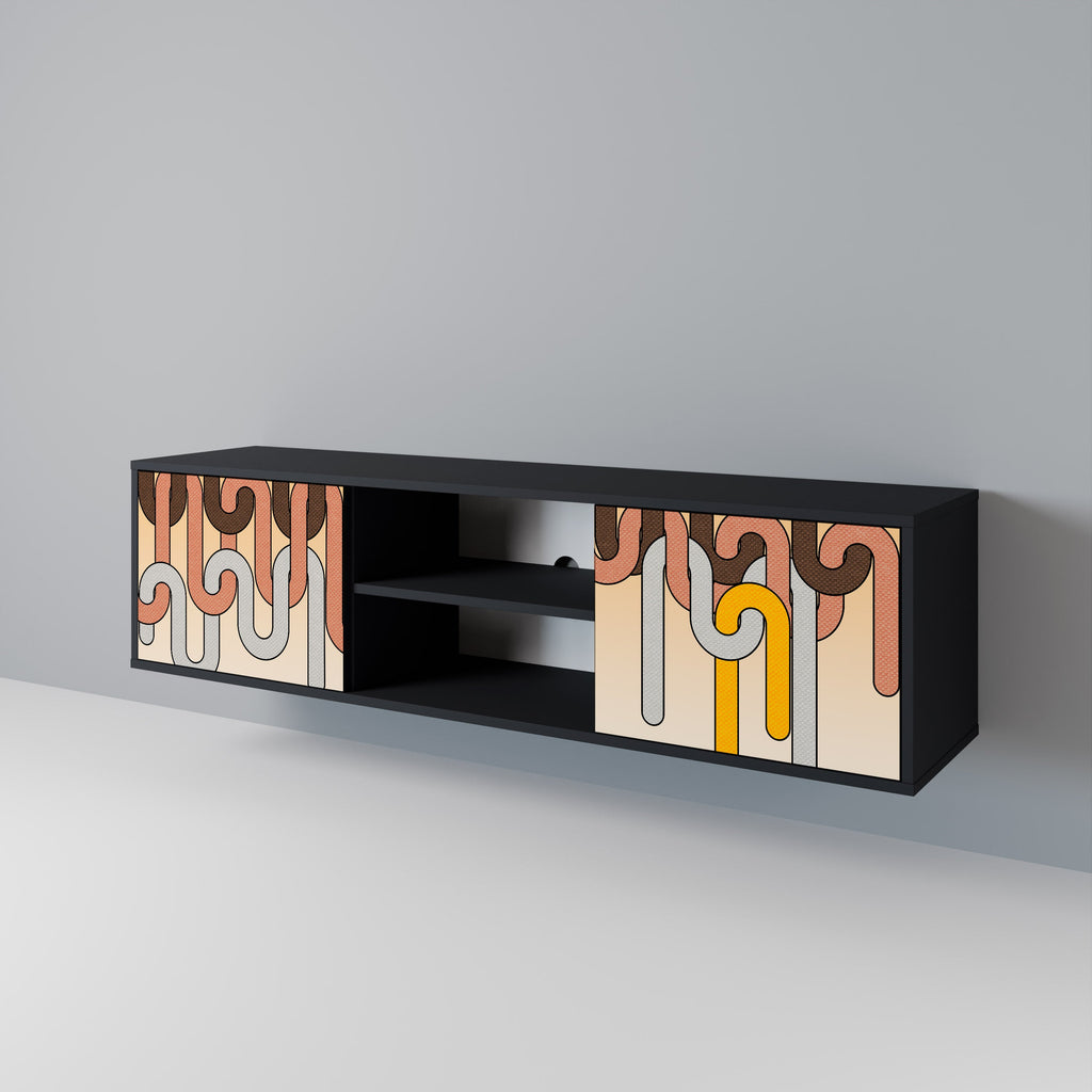 COLORFUL STRINGS TV-Lowboard mit 2 Türen in Schwarz