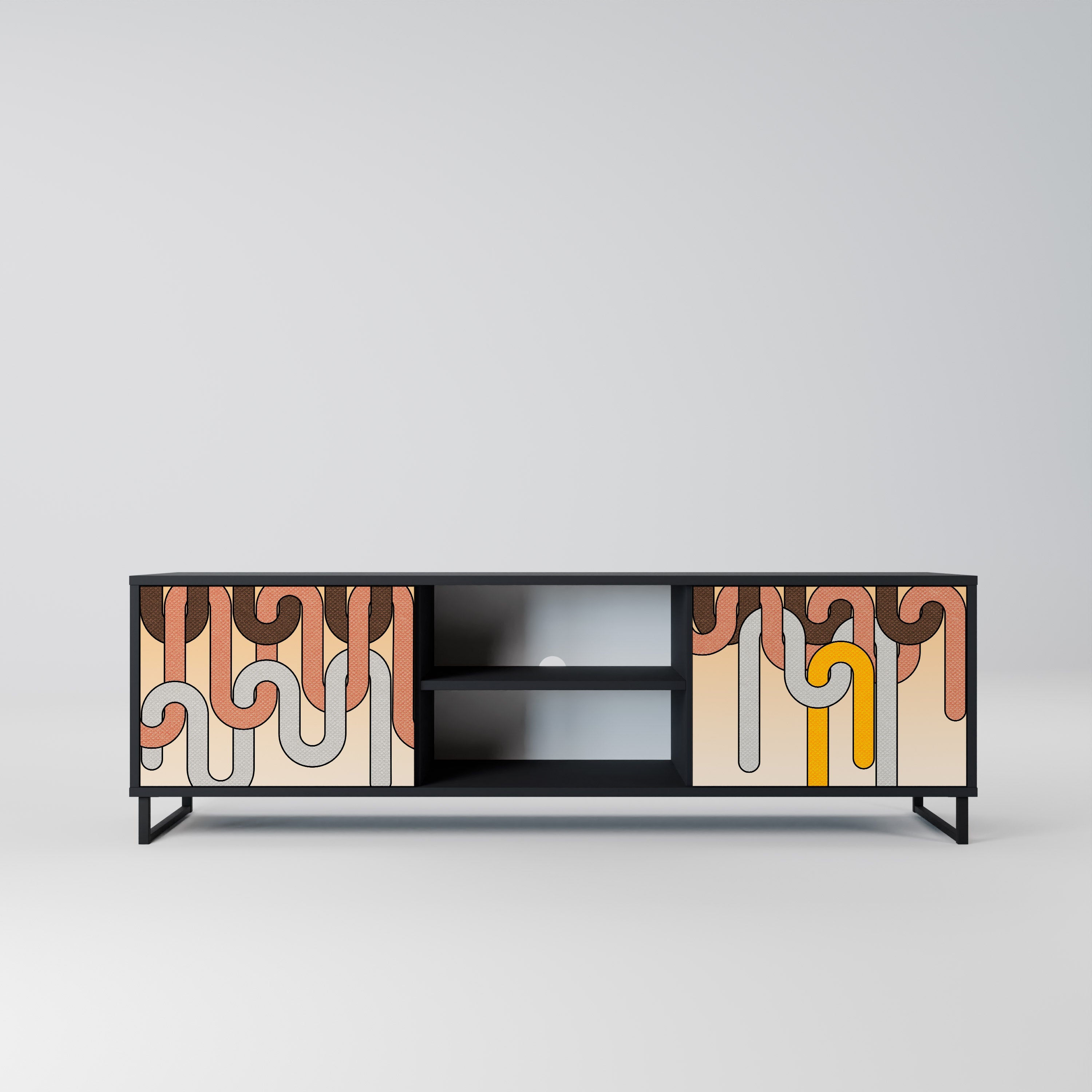 COLORFUL STRINGS TV-Lowboard mit 2 Türen in Schwarz