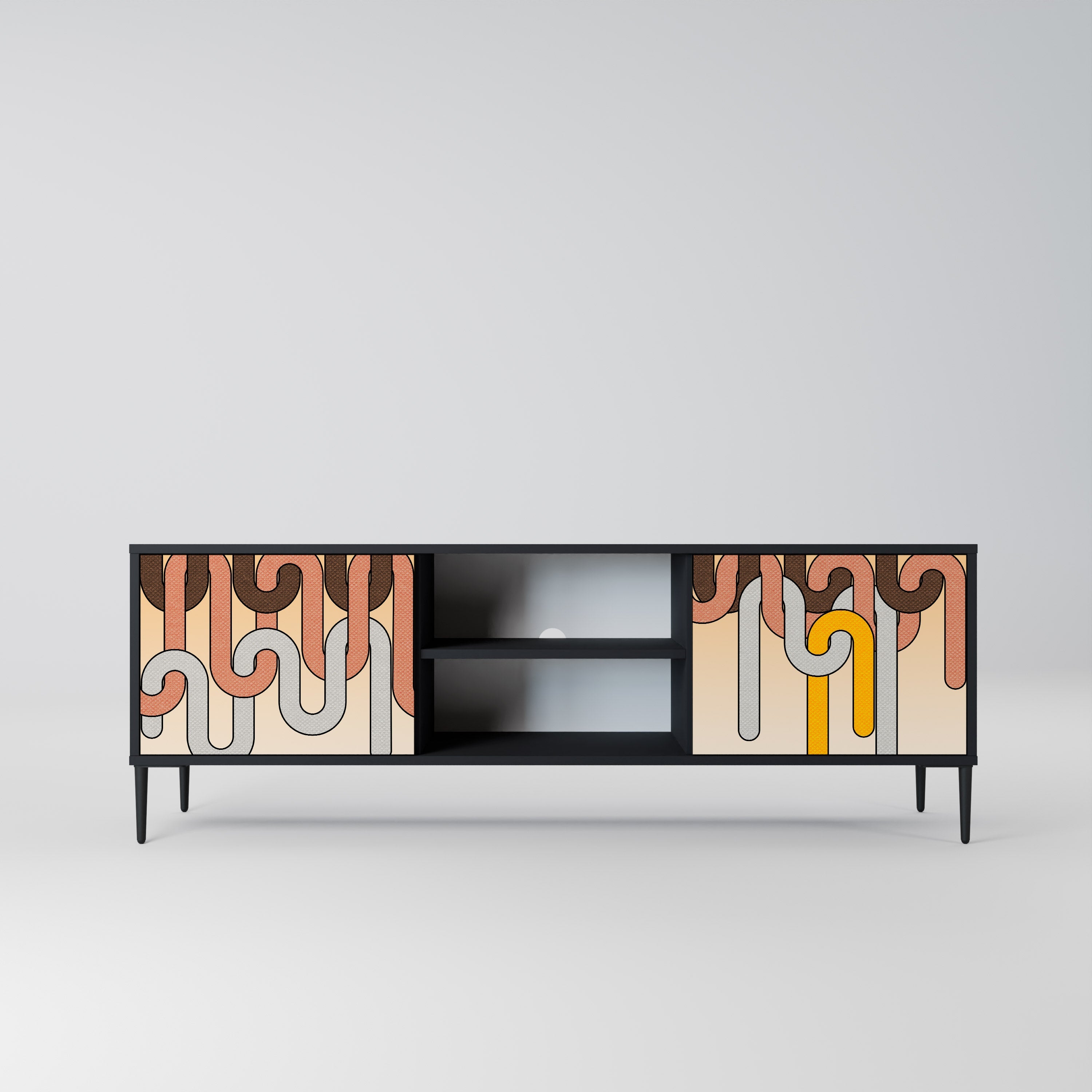 COLORFUL STRINGS TV-Lowboard mit 2 Türen in Schwarz