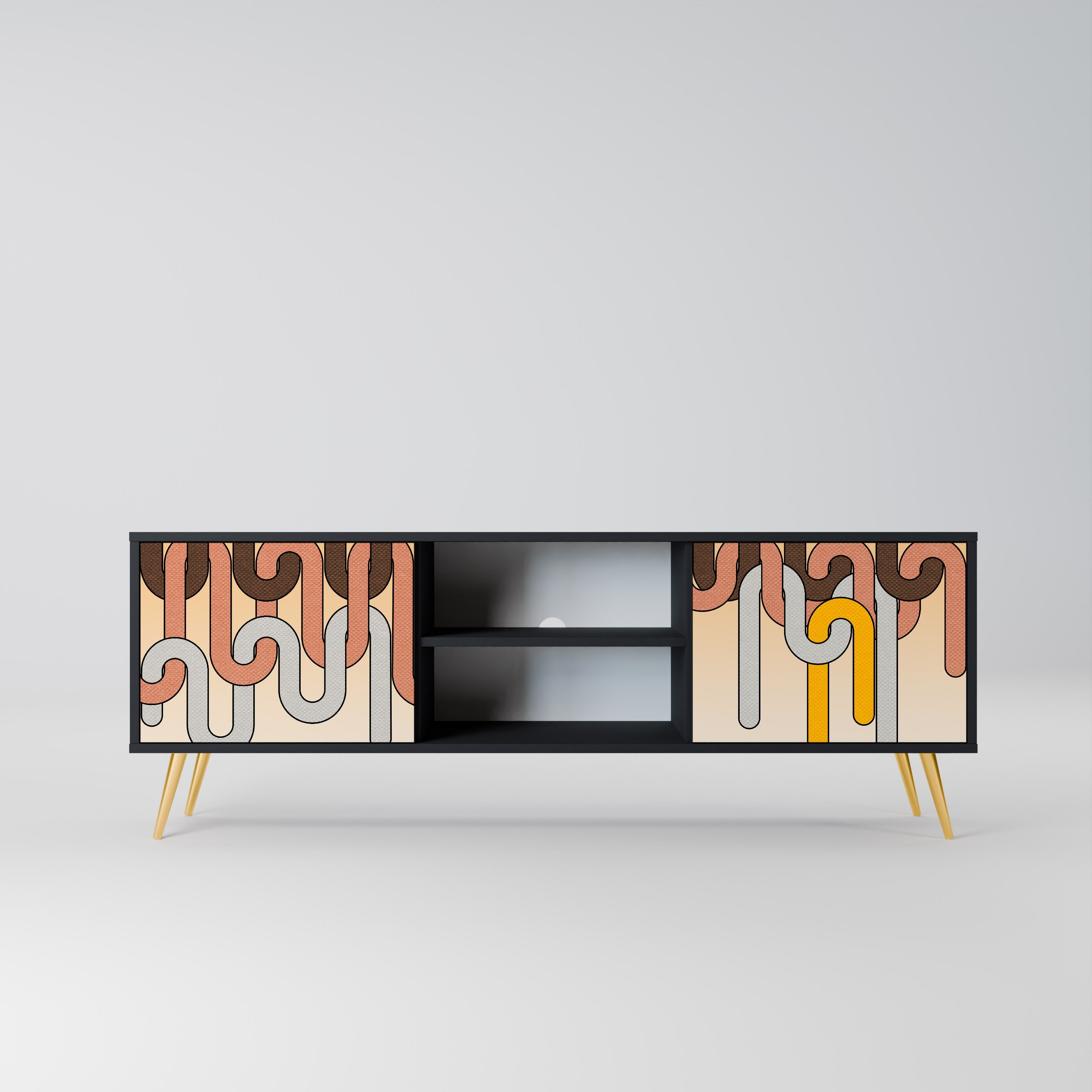 COLORFUL STRINGS TV-Lowboard mit 2 Türen in Schwarz