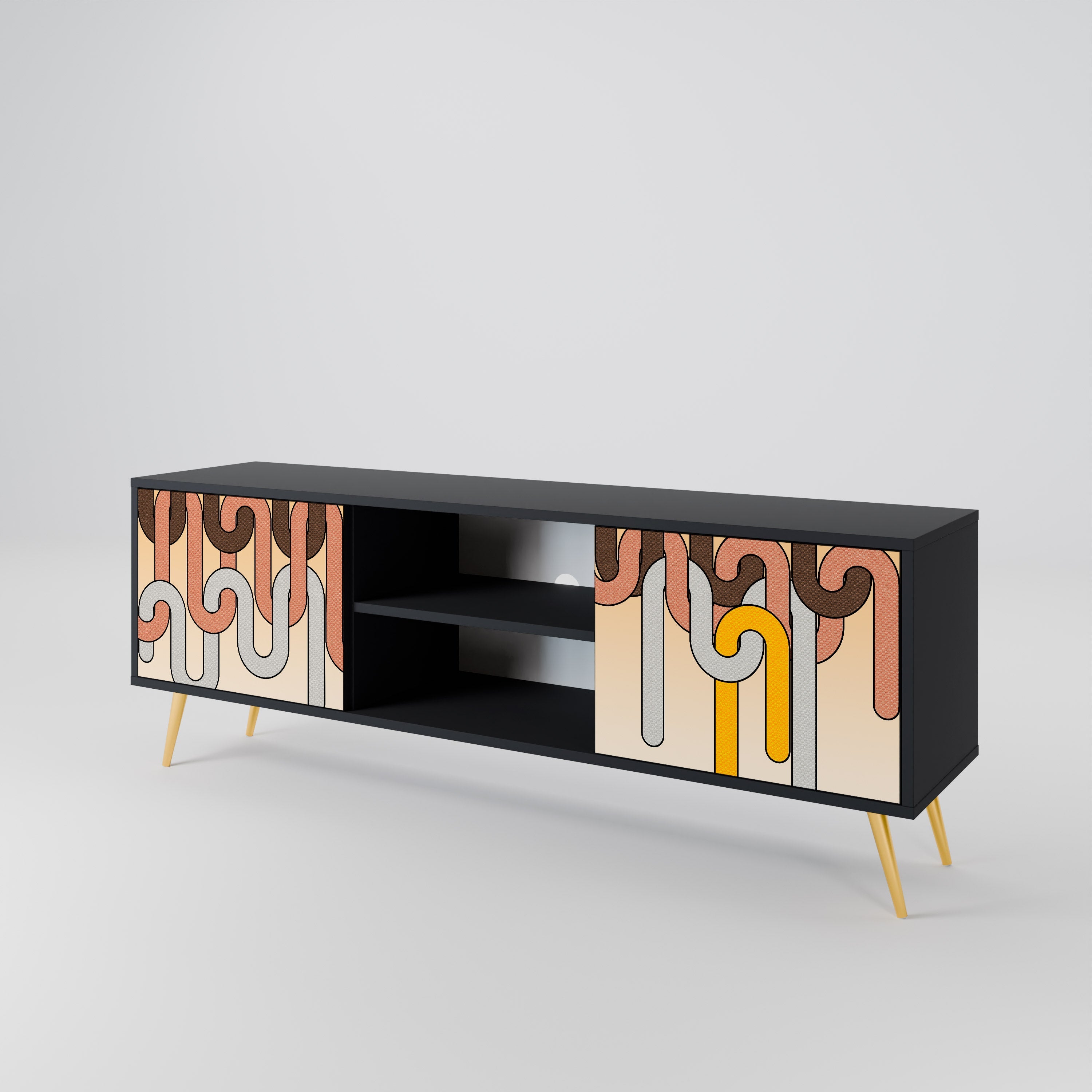 COLORFUL STRINGS TV-Lowboard mit 2 Türen in Schwarz