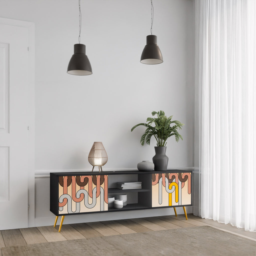 COLORFUL STRINGS TV-Lowboard mit 2 Türen in Schwarz