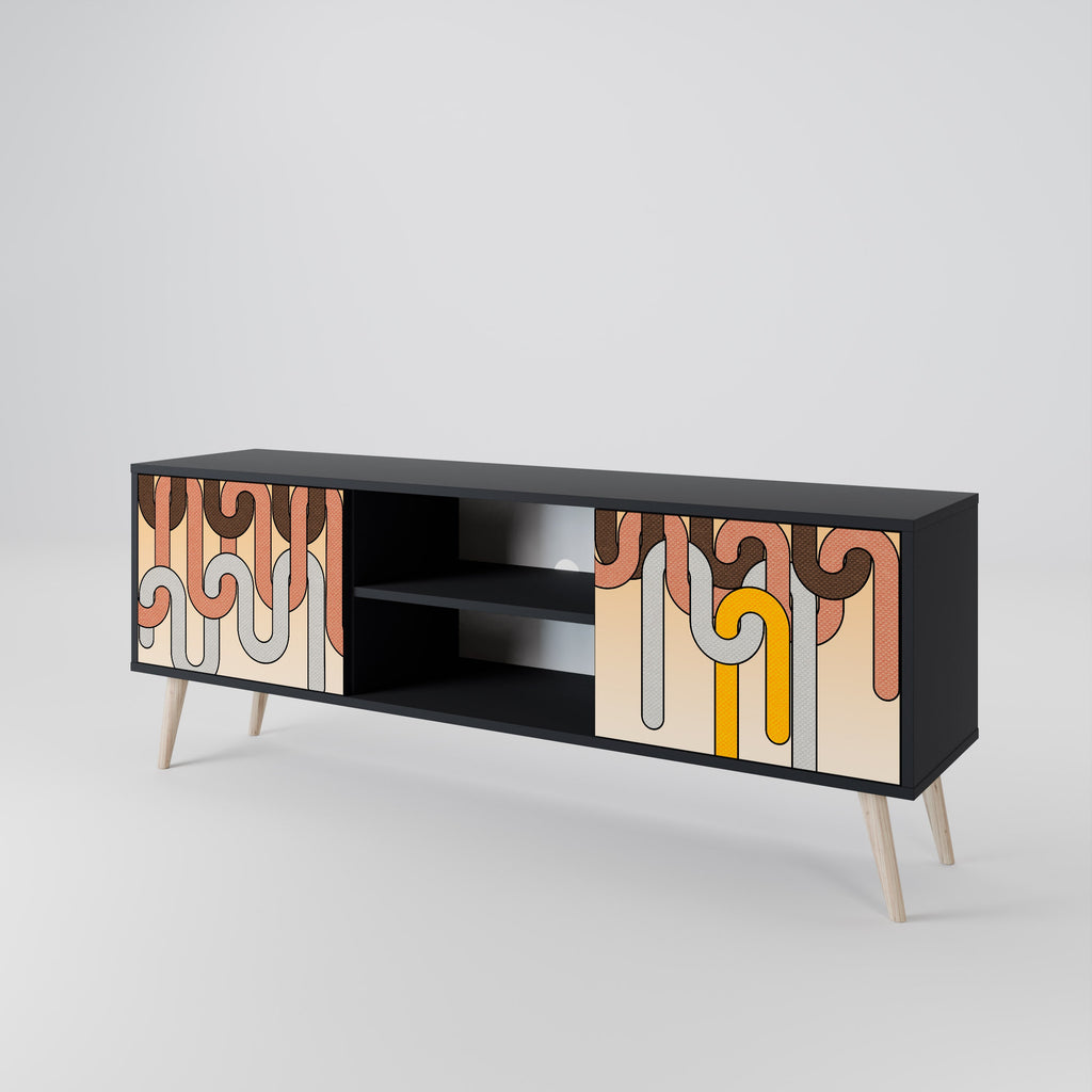 COLORFUL STRINGS TV-Lowboard mit 2 Türen in Schwarz