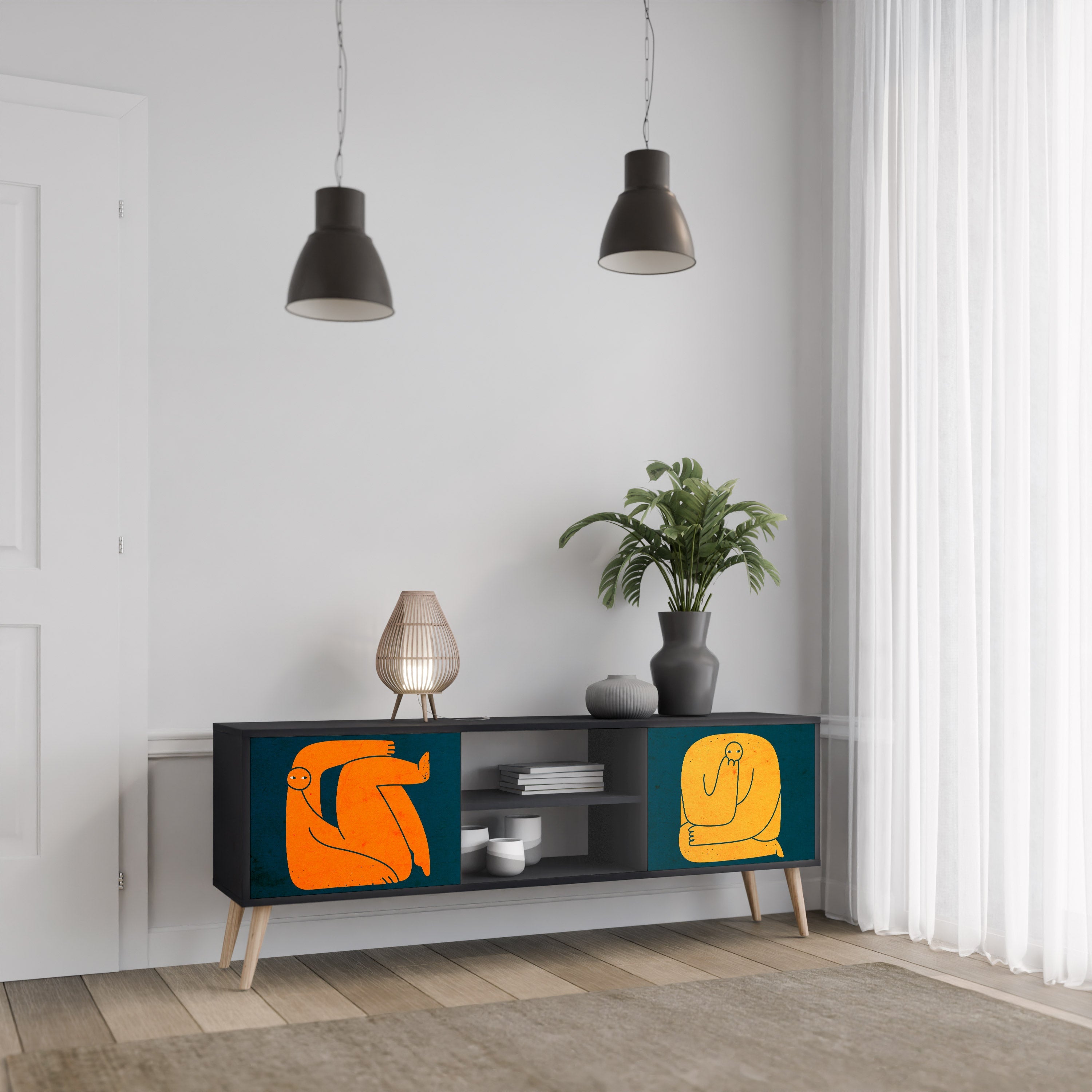 TOGETHER BUT SEPARATELY TV-Lowboard mit 2 Türen in Schwarz