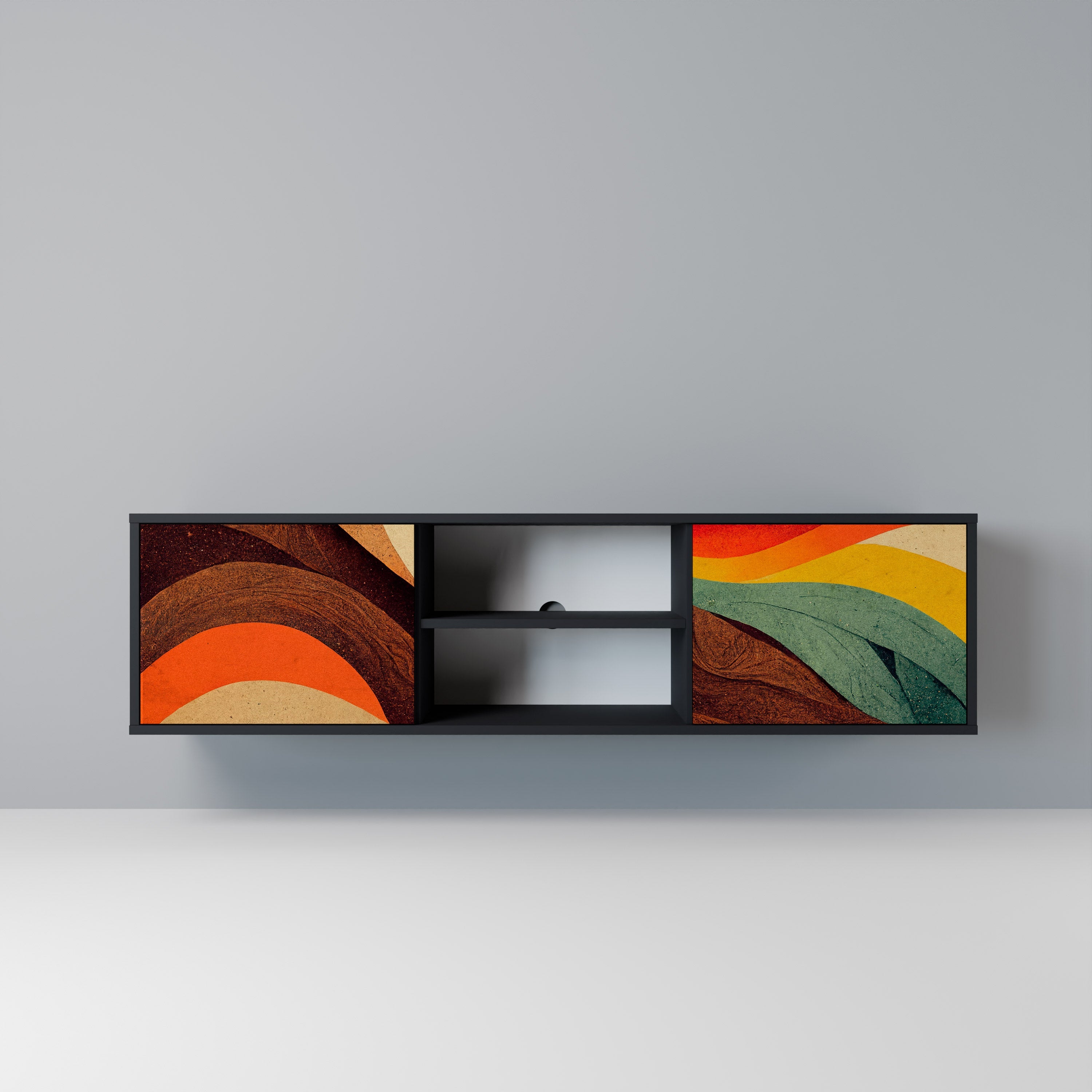 COLORFUL STRANDS TV-Lowboard mit 2 Türen in Schwarz