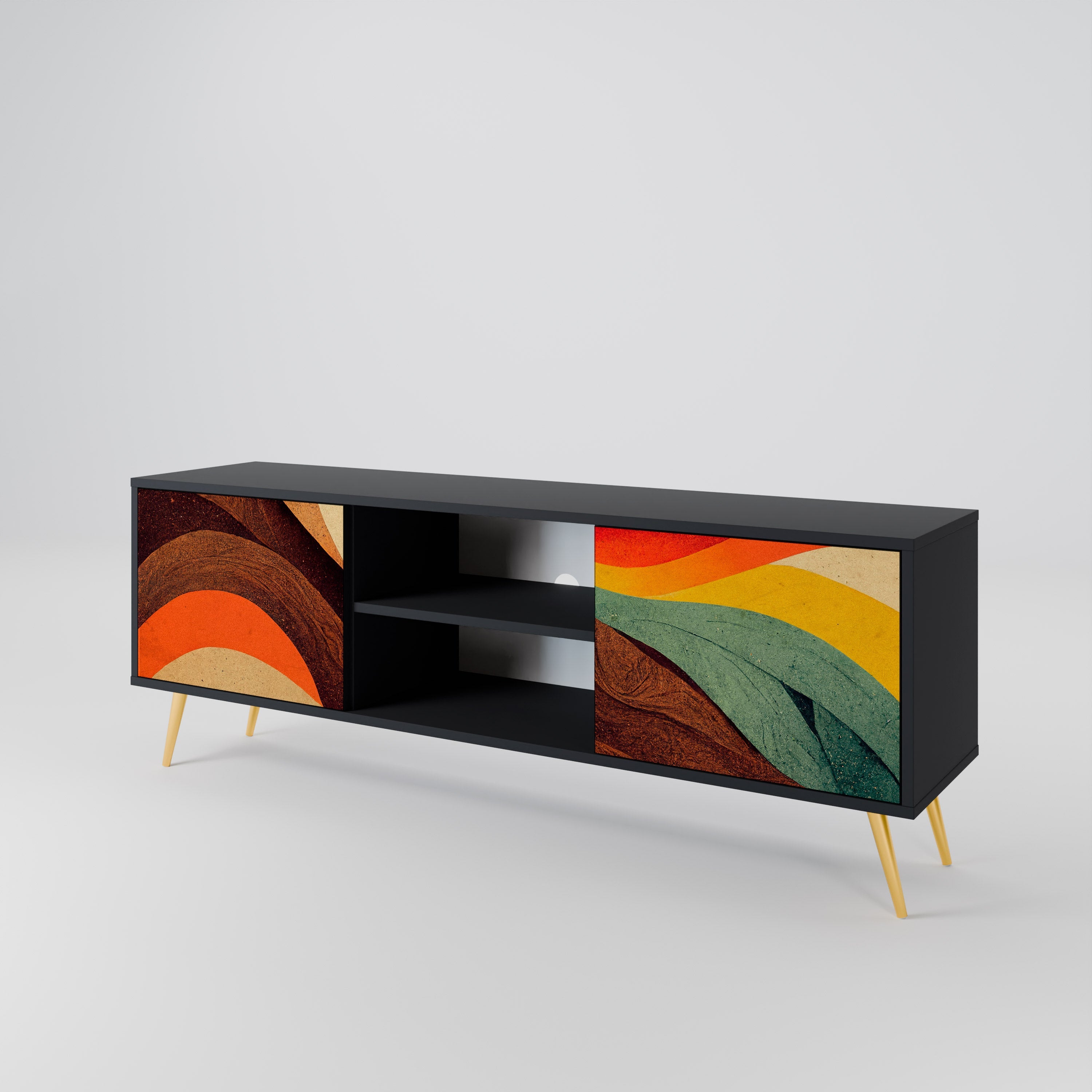 COLORFUL STRANDS TV-Lowboard mit 2 Türen in Schwarz