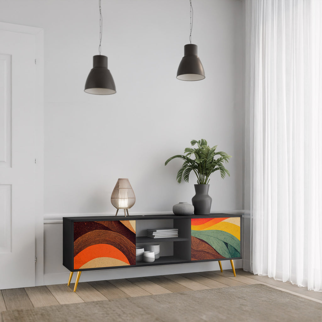 COLORFUL STRANDS TV-Lowboard mit 2 Türen in Schwarz