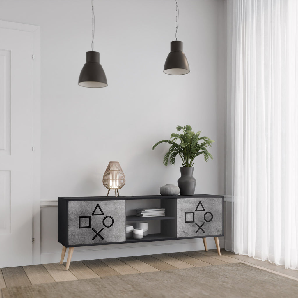 GAMER CHOICE TV-Lowboard mit 2 Türen in Schwarz