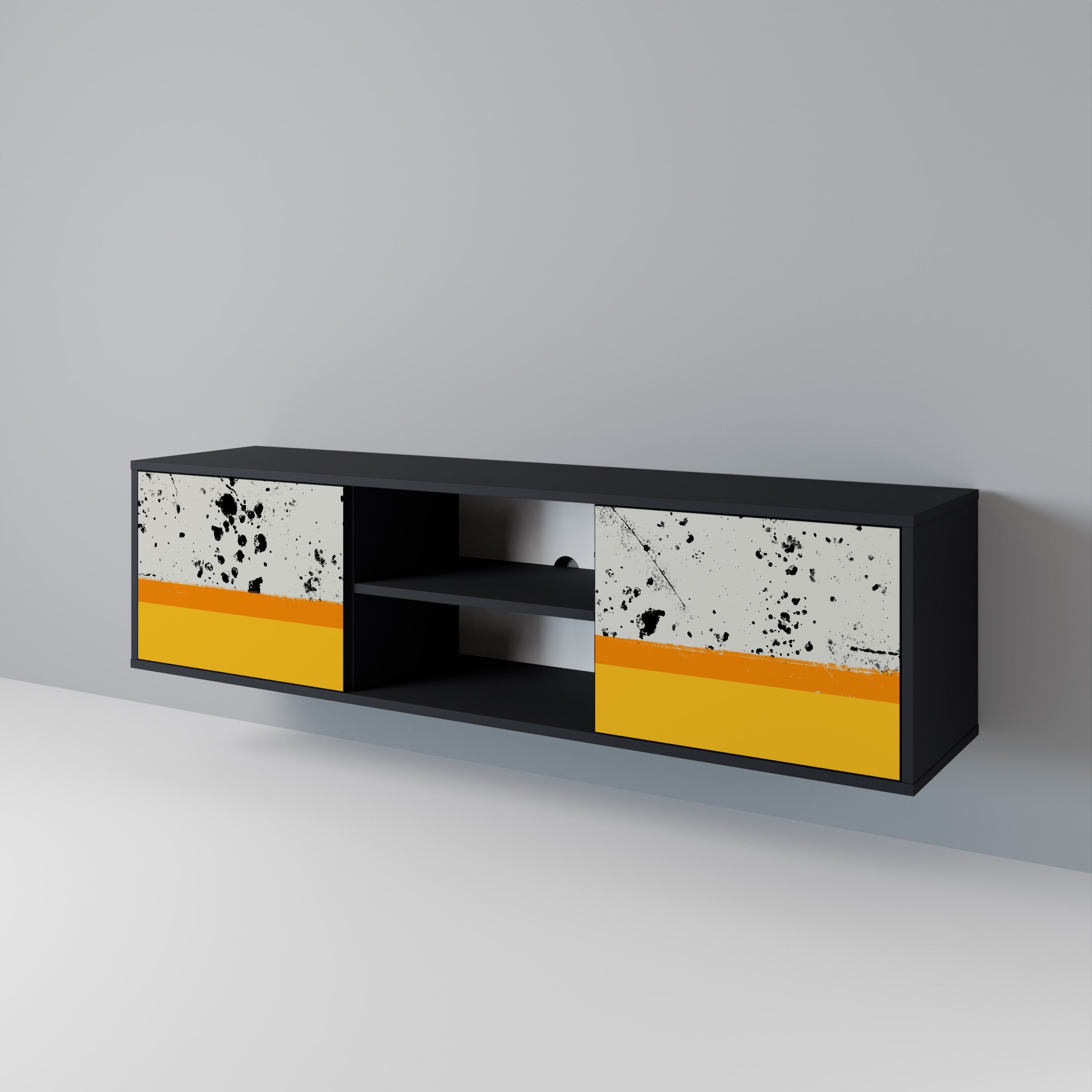 DYED BY ORANGE TV-Lowboard mit 2 Türen in Schwarz