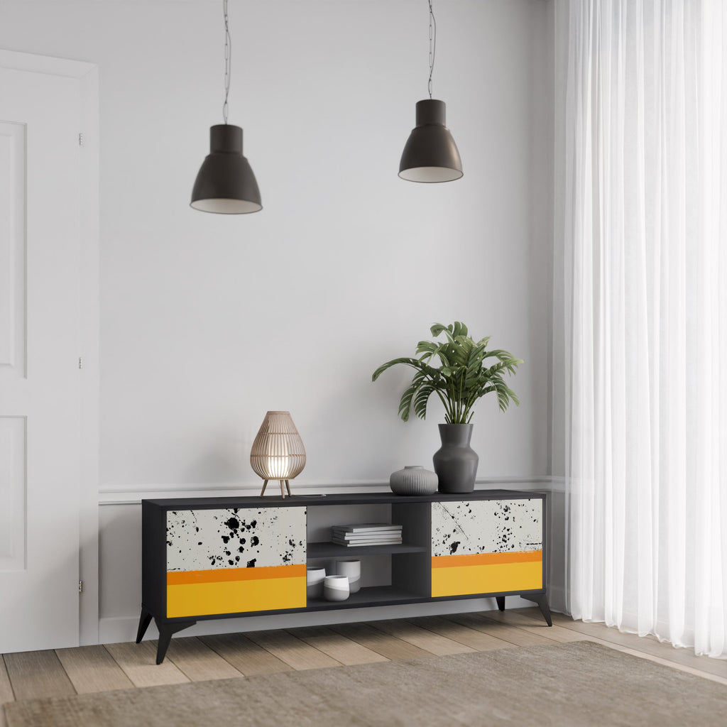 DYED BY ORANGE TV-Lowboard mit 2 Türen in Schwarz