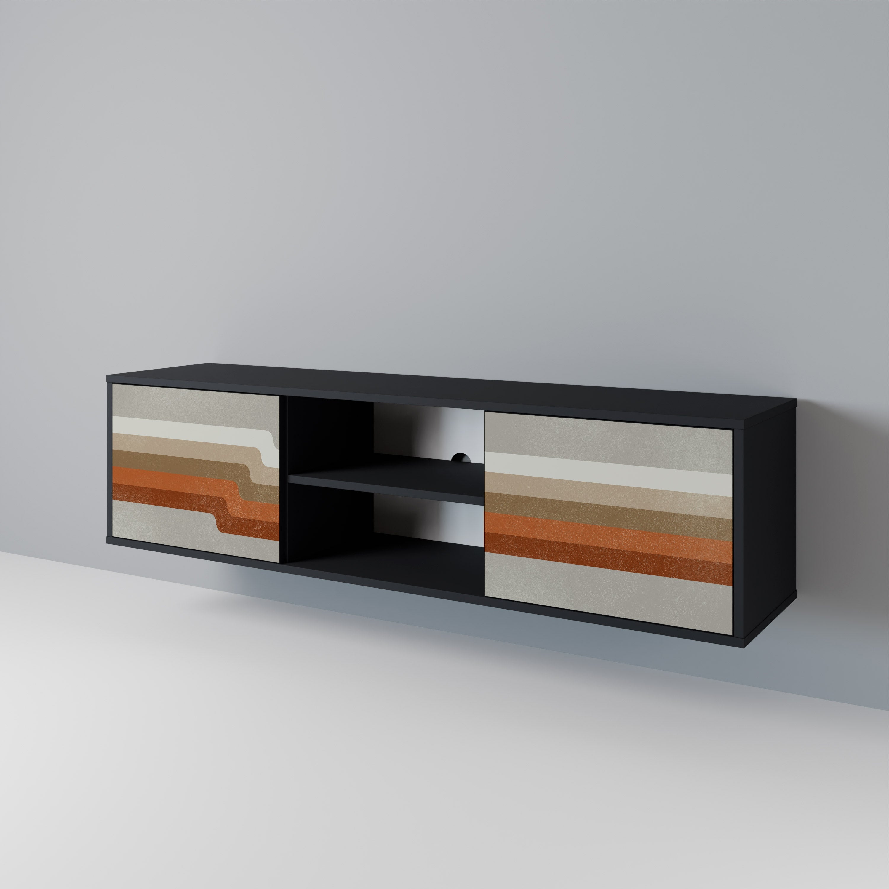 PECULIAR TRAIL TV-Lowboard mit 2 Türen in Schwarz