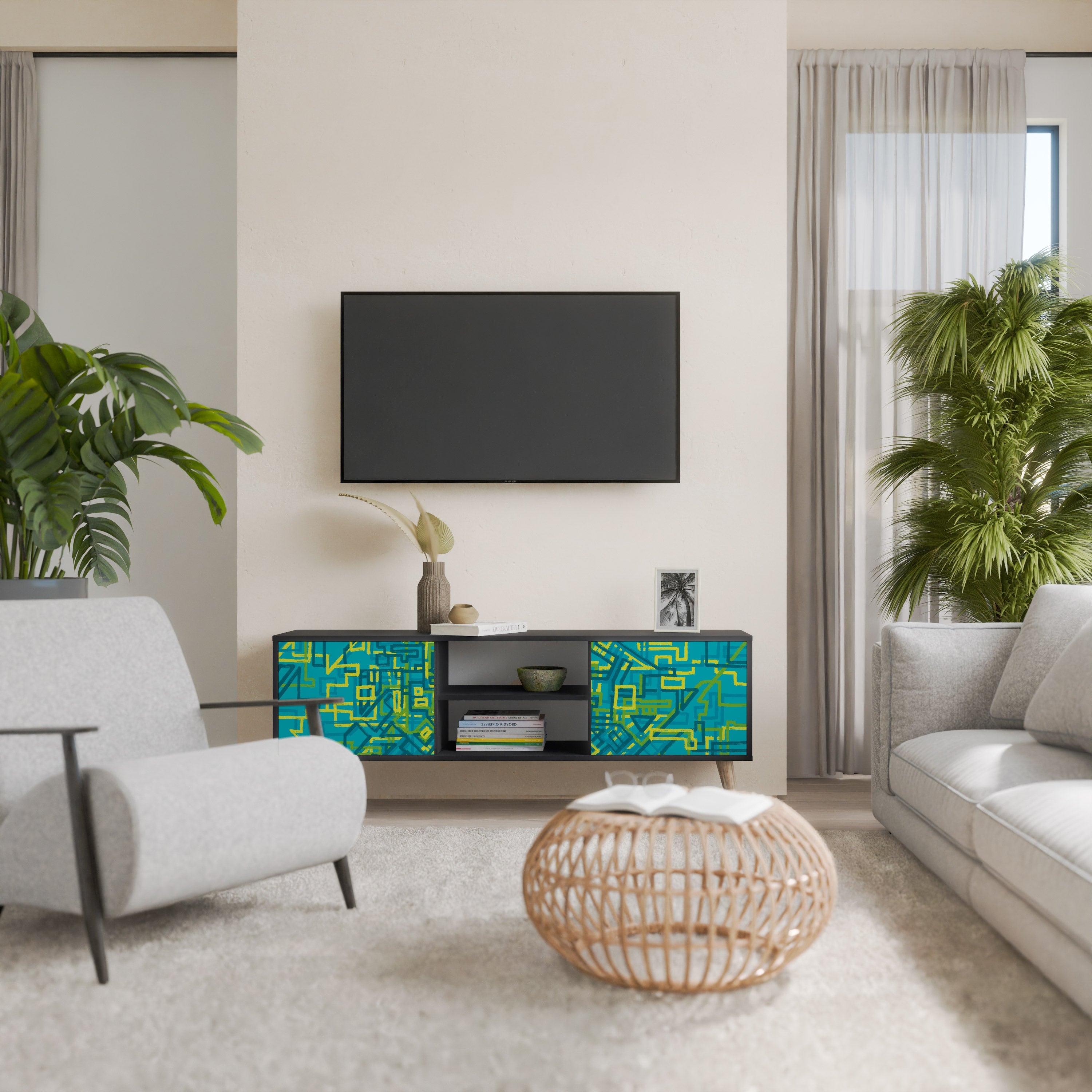 NOSTALGIC MEMORIES TV-Lowboard mit 2 Türen in Schwarz