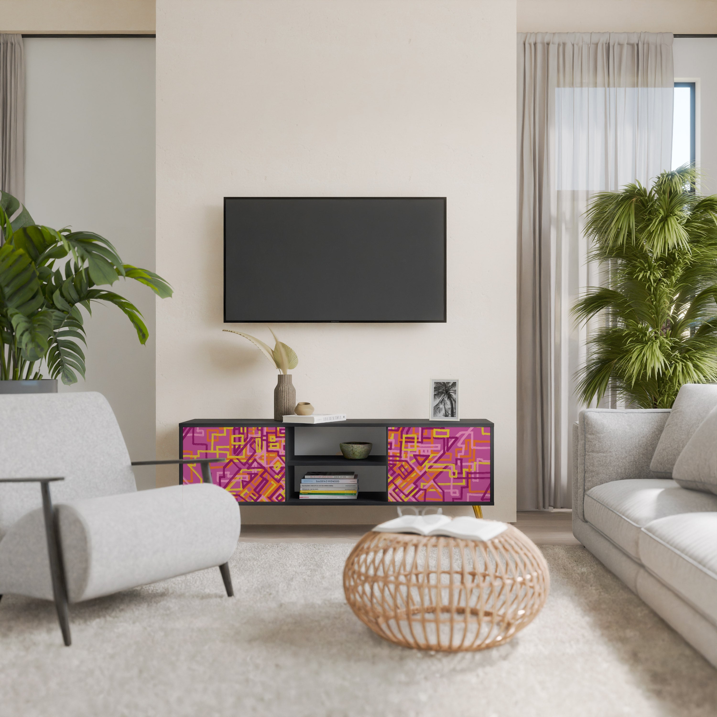 LOVELY MEMORIES TV-Lowboard mit 2 Türen in Schwarz