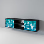 TURQUOISE RECTANGLES TV-Lowboard mit 2 Türen in Schwarz