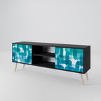 TURQUOISE RECTANGLES TV-Lowboard mit 2 Türen in Schwarz