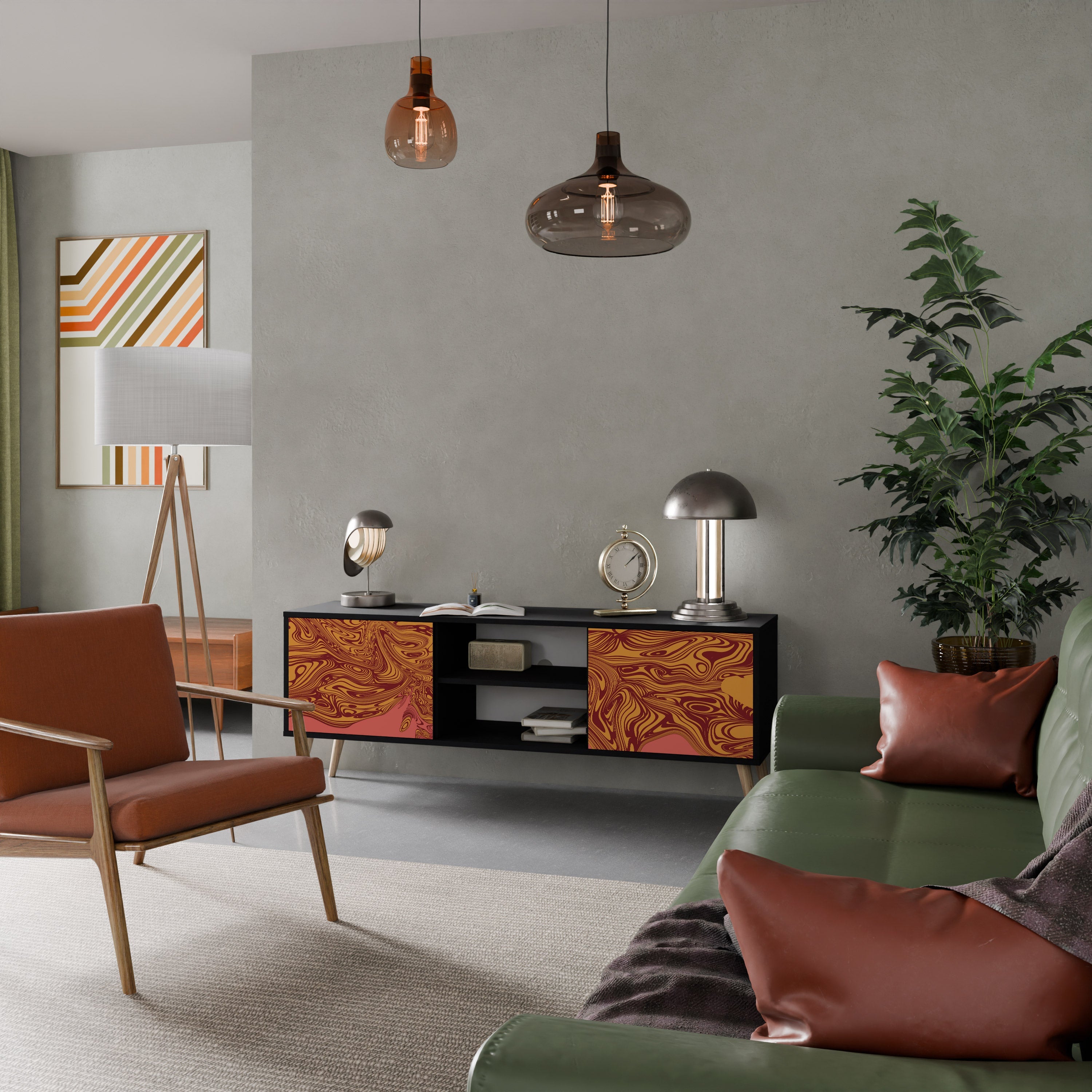 FLOATING THOUGHTS TV-Lowboard mit 2 Türen in Schwarz