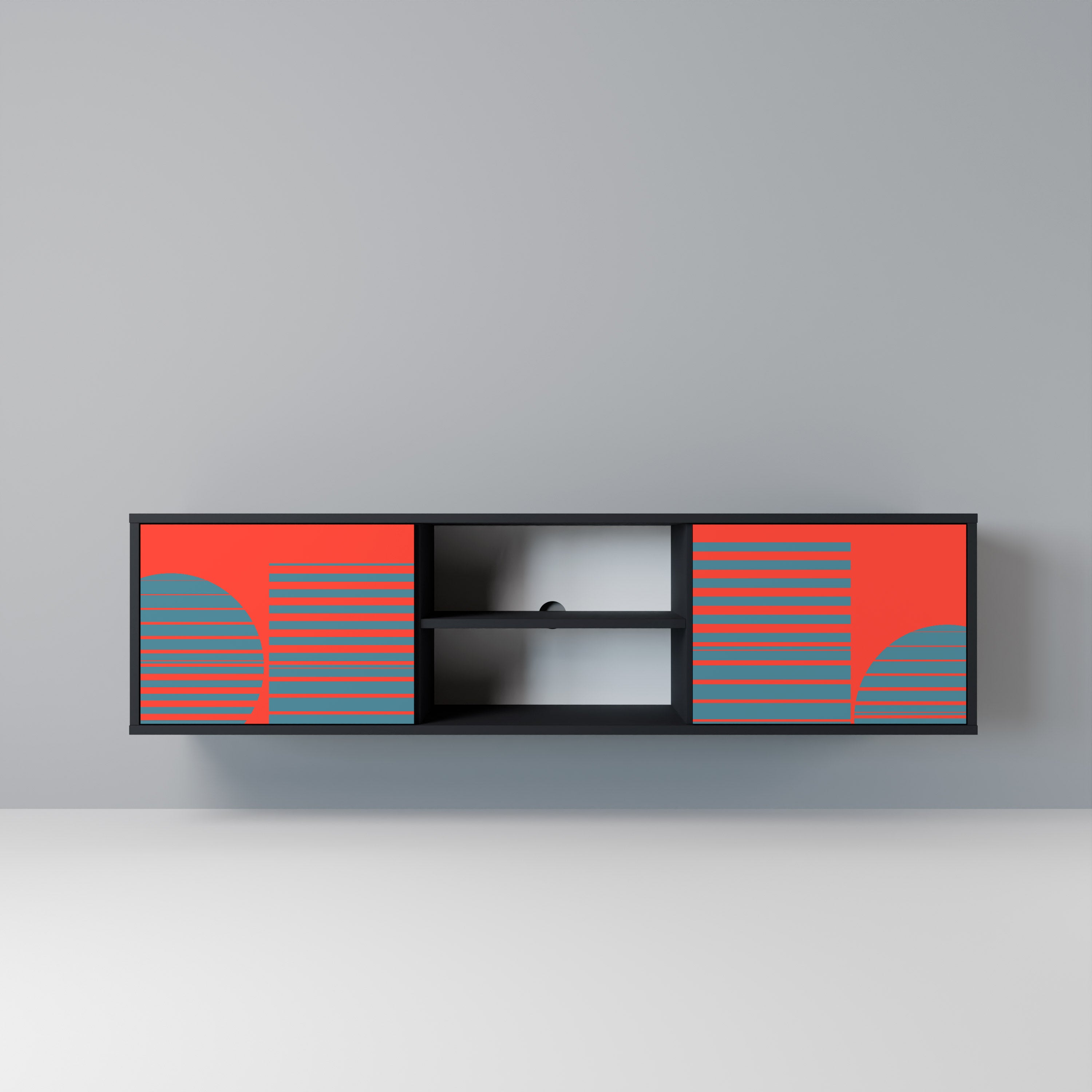 RISING GEOMETRY STARS TV-Lowboard mit 2 Türen in Schwarz