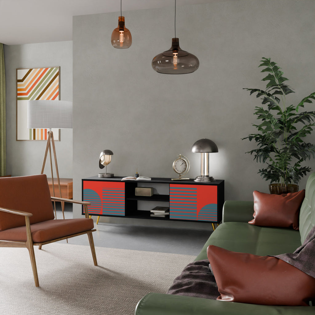 RISING GEOMETRY STARS TV-Lowboard mit 2 Türen in Schwarz