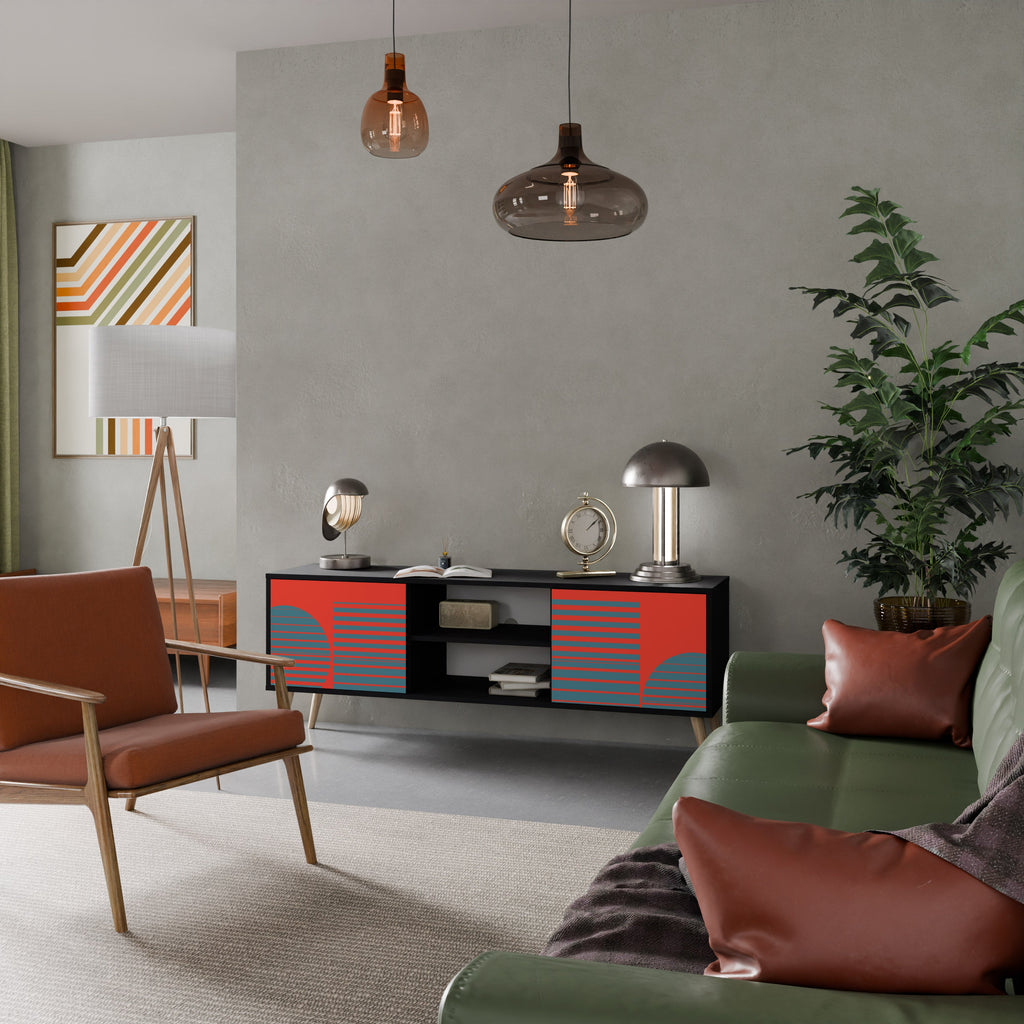 RISING GEOMETRY STARS TV-Lowboard mit 2 Türen in Schwarz