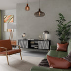 SOLID ZIG ZAG TV-Lowboard mit 2 Türen in Schwarz