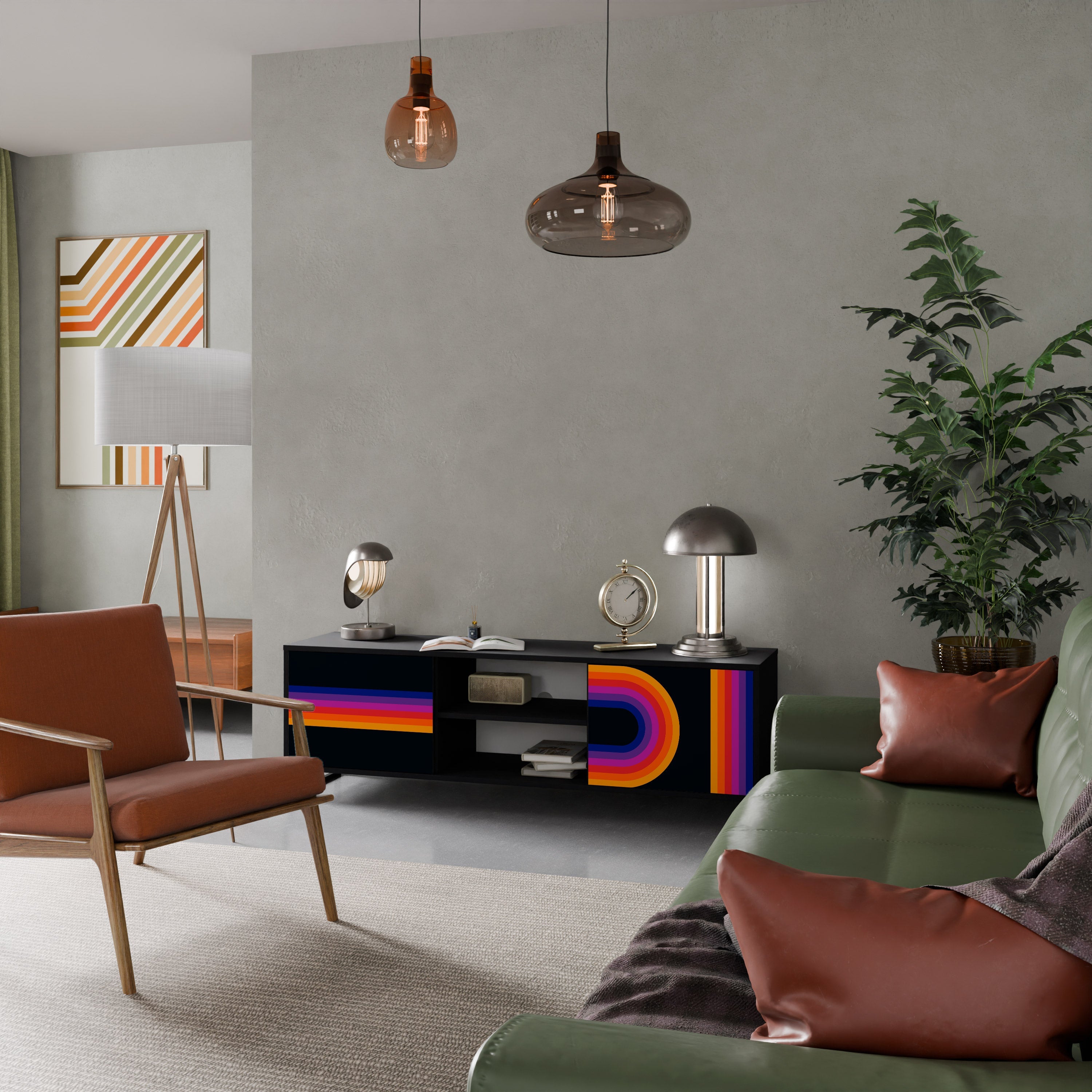 BLINDED BY THE LIGHTS TV-Lowboard mit 2 Türen in Schwarz