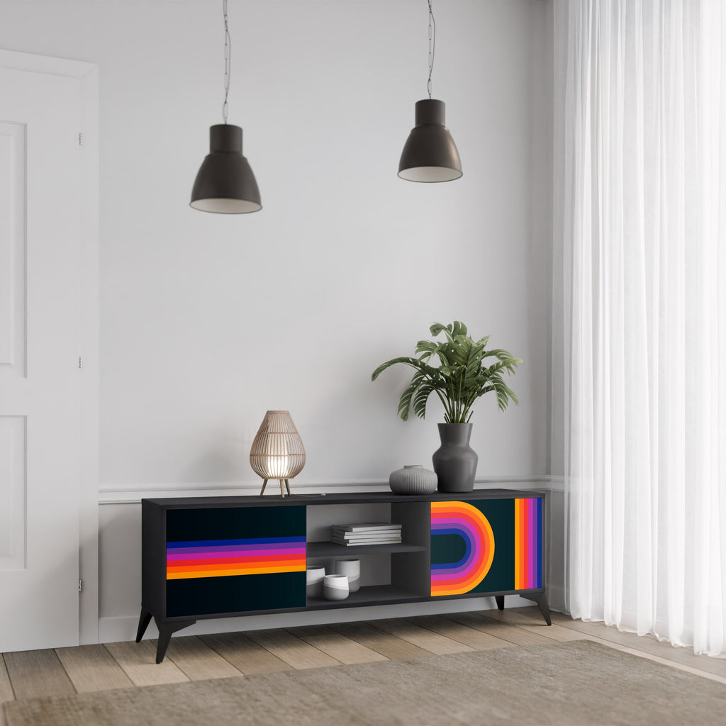 BLINDED BY THE LIGHTS TV-Lowboard mit 2 Türen in Schwarz