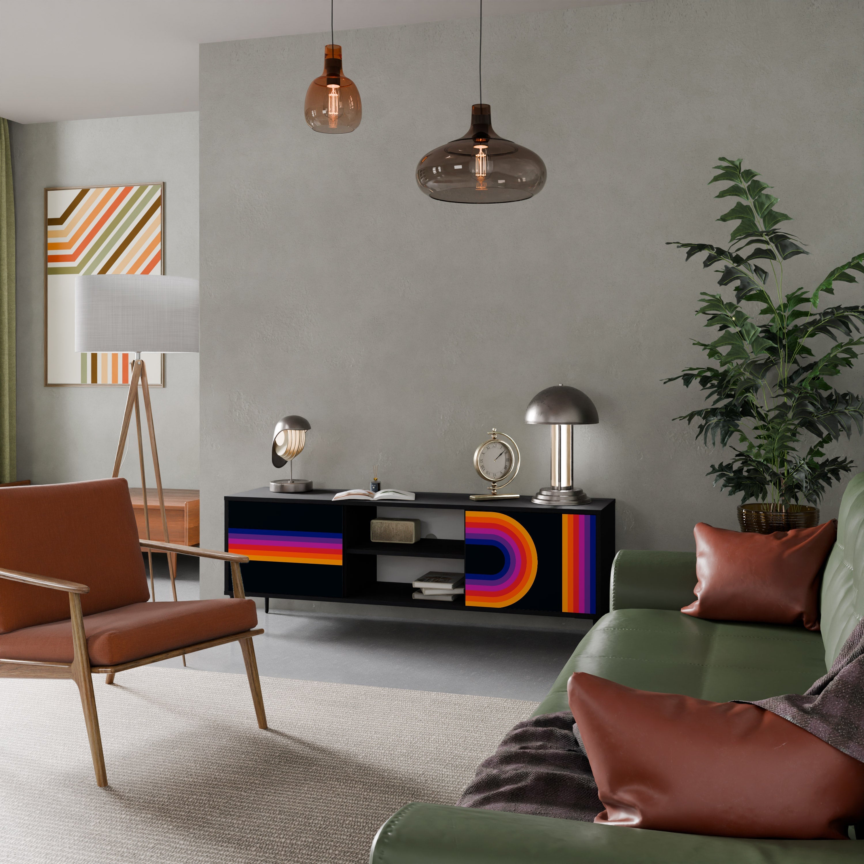 BLINDED BY THE LIGHTS TV-Lowboard mit 2 Türen in Schwarz