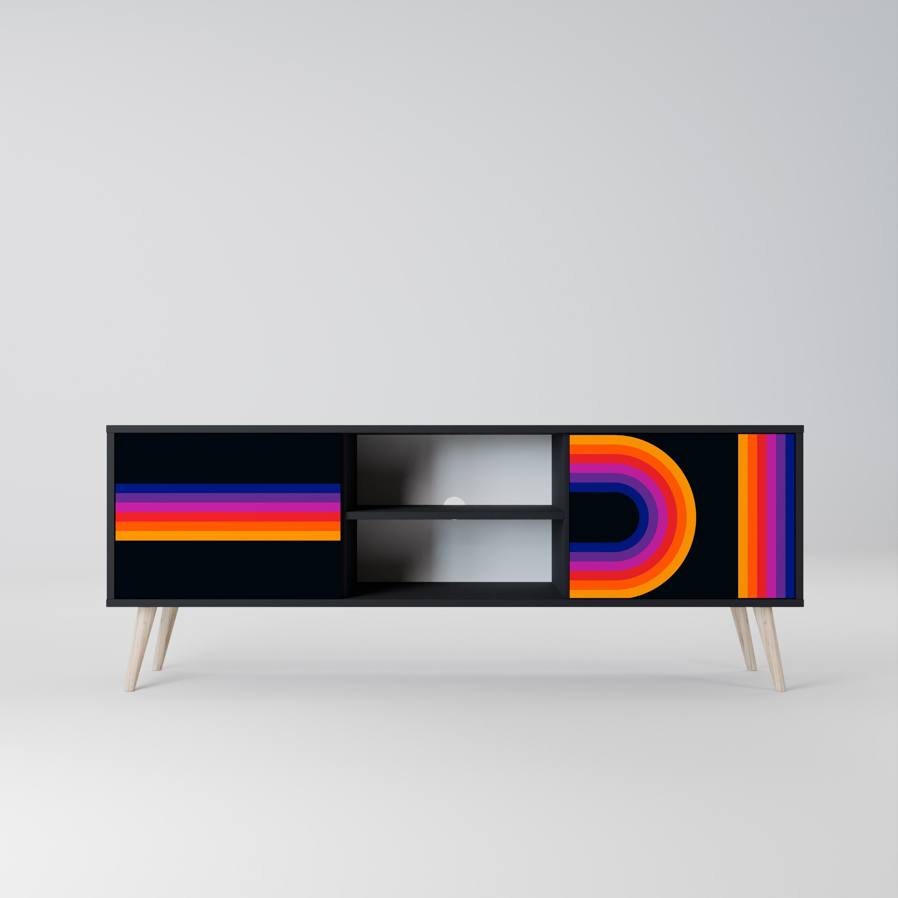 BLINDED BY THE LIGHTS TV-Lowboard mit 2 Türen in Schwarz