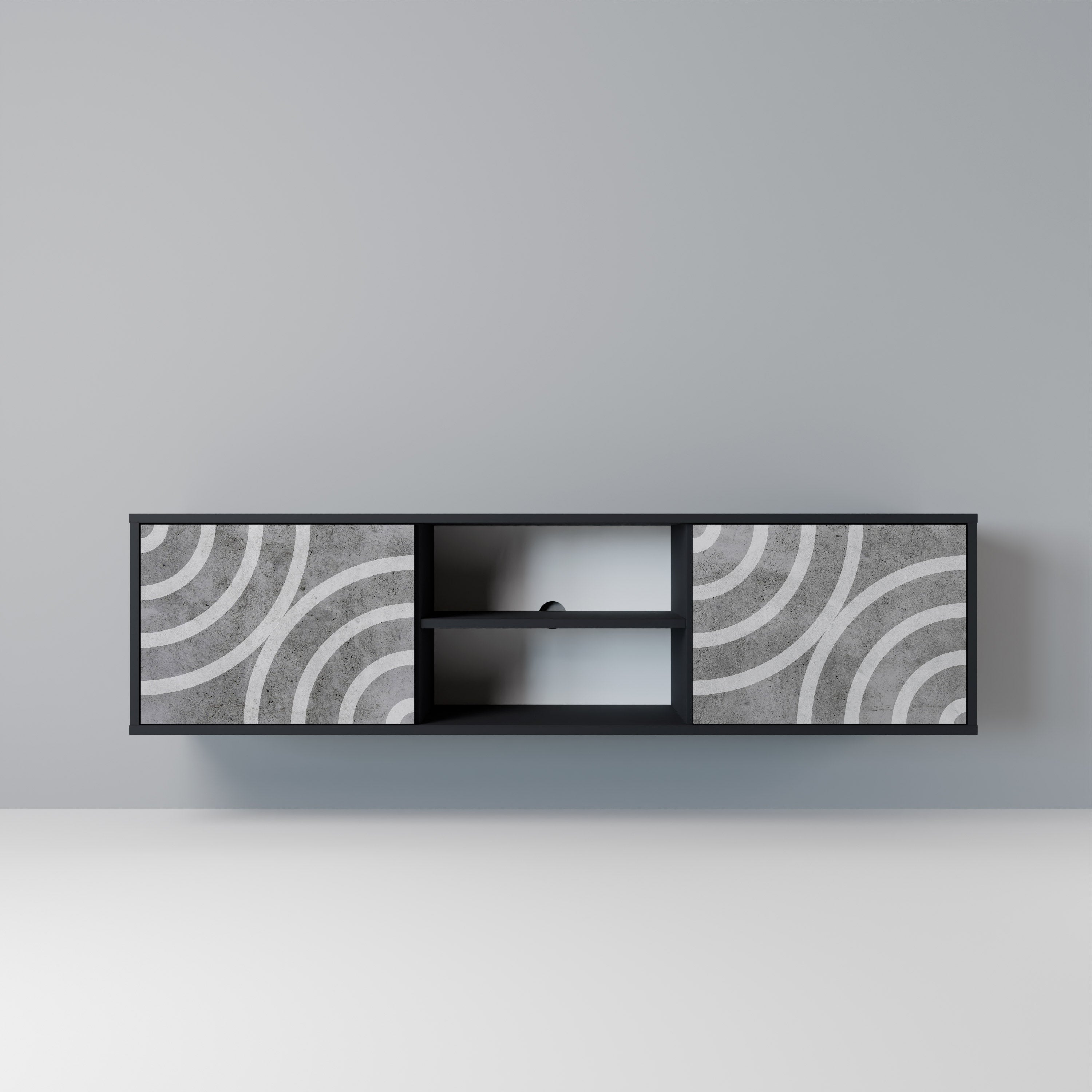 CIRCLE CONCRETE TV-Lowboard mit 2 Türen in Schwarz