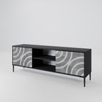 CIRCLE CONCRETE 2-Door TV Stand in Black Finish