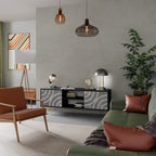 CIRCLE CONCRETE 2-Door TV Stand in Black Finish