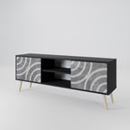 CIRCLE CONCRETE 2-Door TV Stand in Black Finish