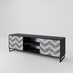 TOUGH ZIG ZAG 2-Door TV Stand in Black Finish