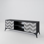 TOUGH ZIG ZAG 2-Door TV Stand in Black Finish