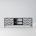 TOUGH ZIG ZAG 2-Door TV Stand in Black Finish