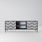 TOUGH ZIG ZAG 2-Door TV Stand in Black Finish