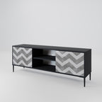 TOUGH ZIG ZAG 2-Door TV Stand in Black Finish