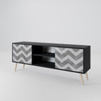TOUGH ZIG ZAG 2-Door TV Stand in Black Finish