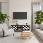 CLASSIC ZIG ZAG TV-Lowboard mit 2 Türen in Schwarz