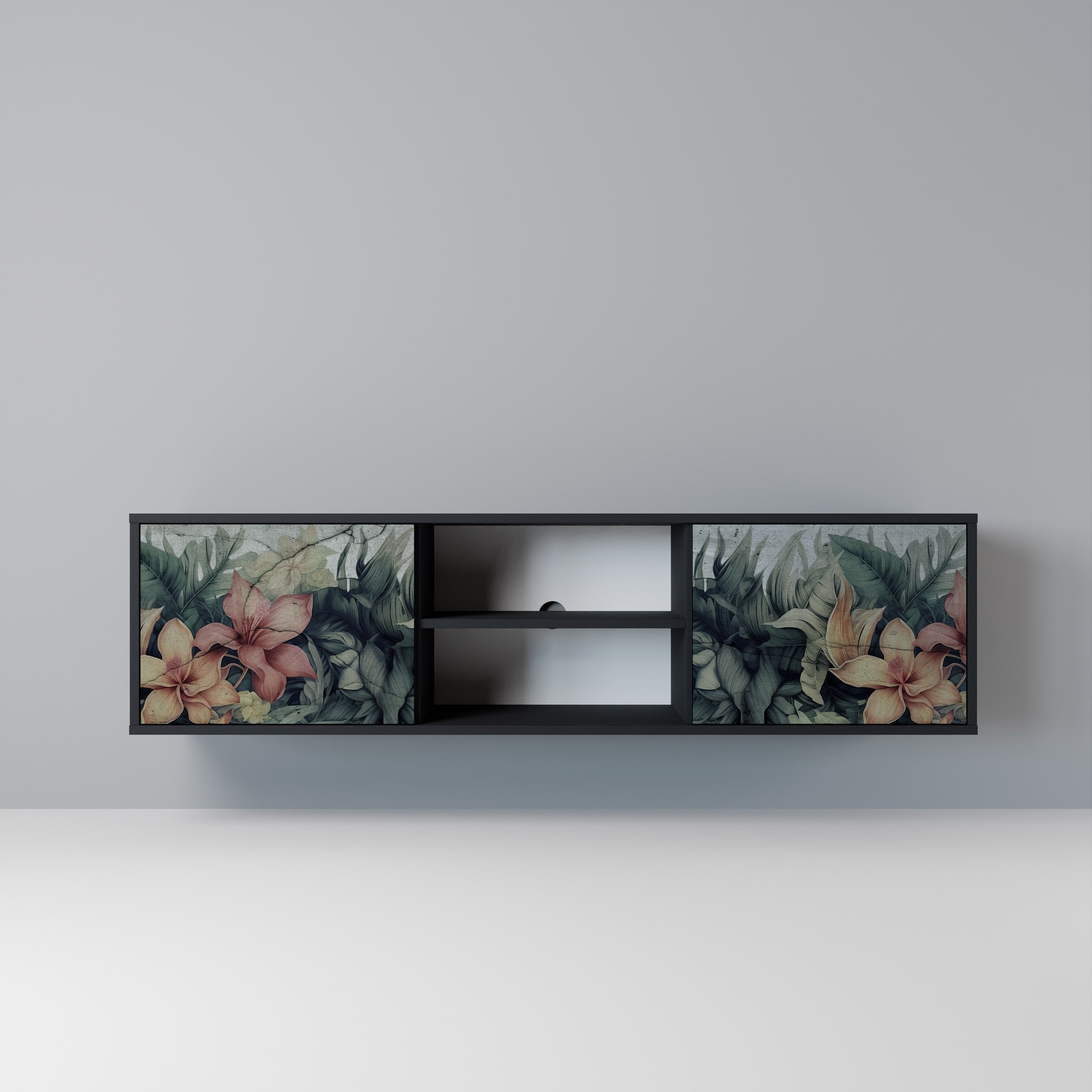 HEAVENLY BLOOM TV-Lowboard mit 2 Türen in Schwarz