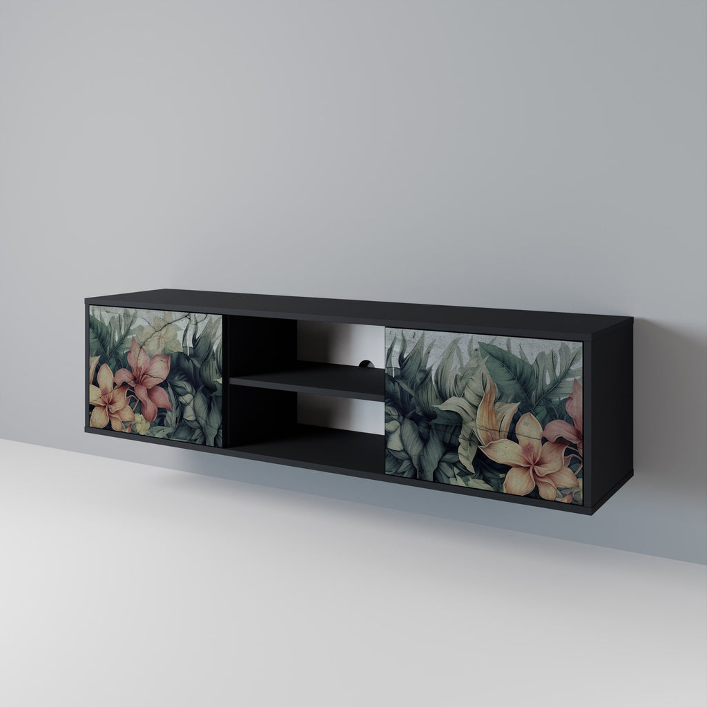 HEAVENLY BLOOM TV-Lowboard mit 2 Türen in Schwarz