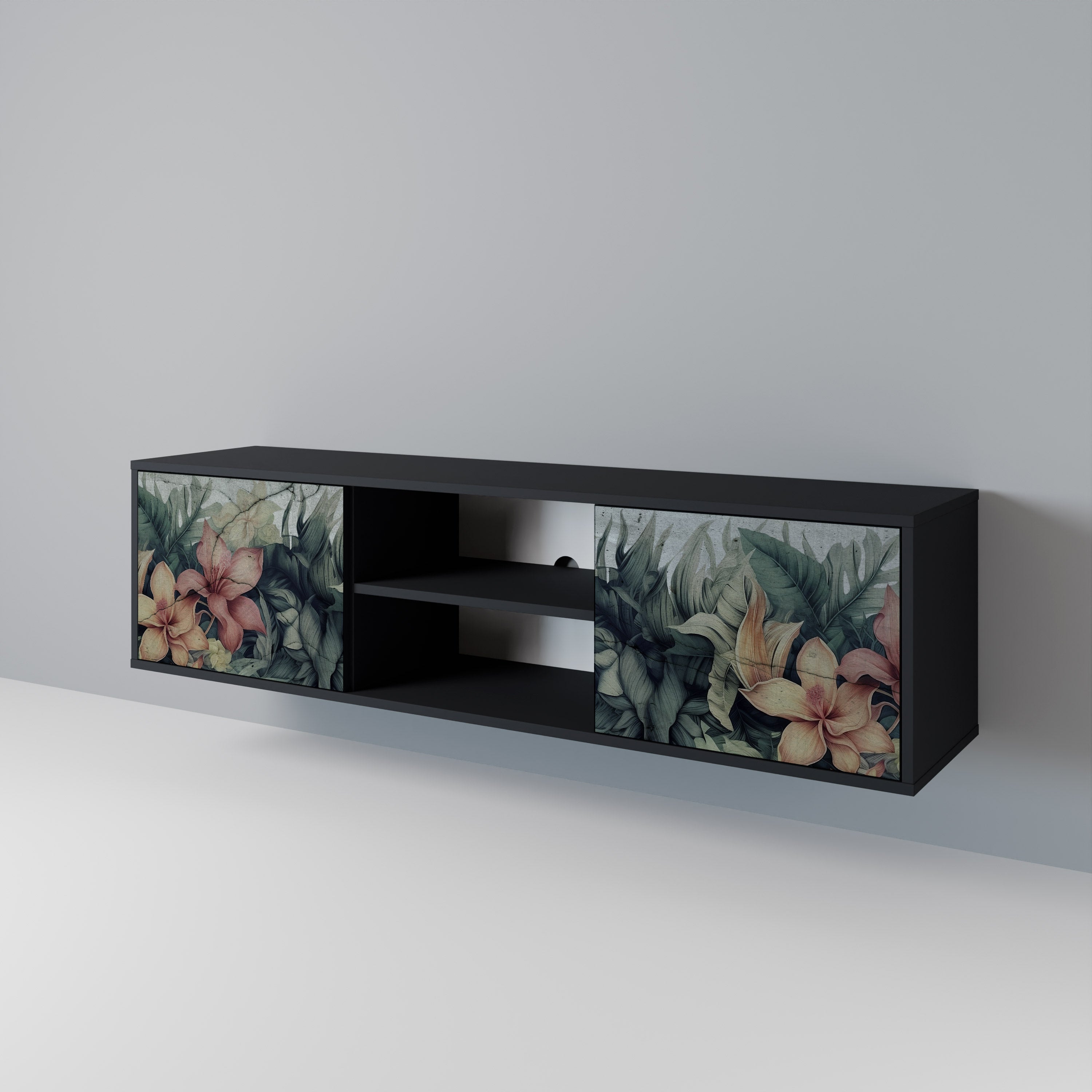 HEAVENLY BLOOM TV-Lowboard mit 2 Türen in Schwarz