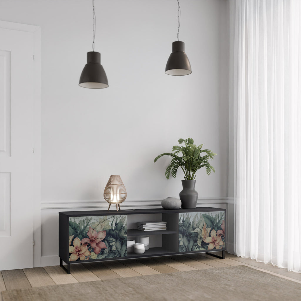 HEAVENLY BLOOM TV-Lowboard mit 2 Türen in Schwarz