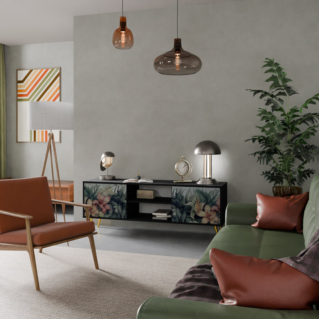 HEAVENLY BLOOM TV-Lowboard mit 2 Türen in Schwarz