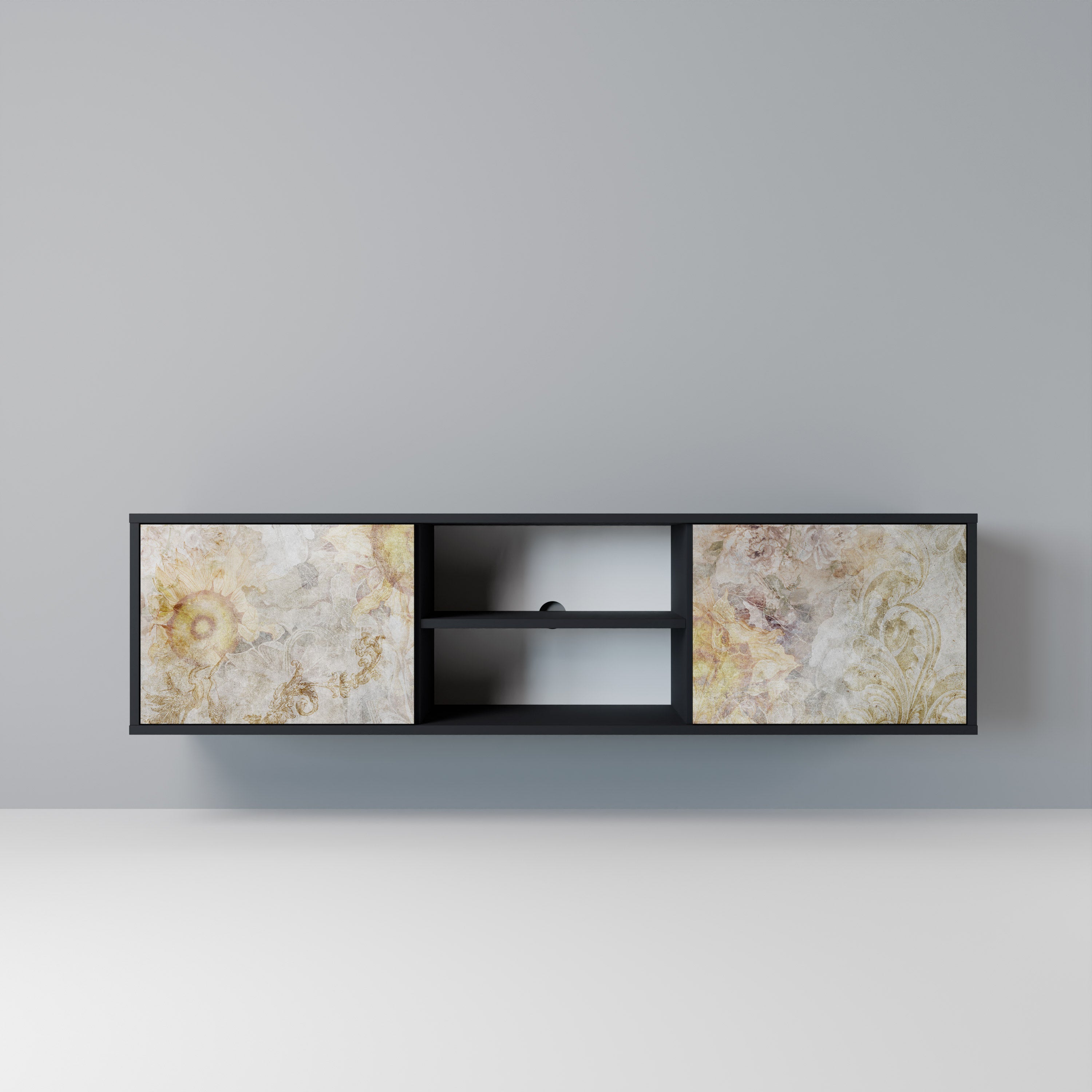 SUNFLOWER BLUR TV-Lowboard mit 2 Türen in Schwarz