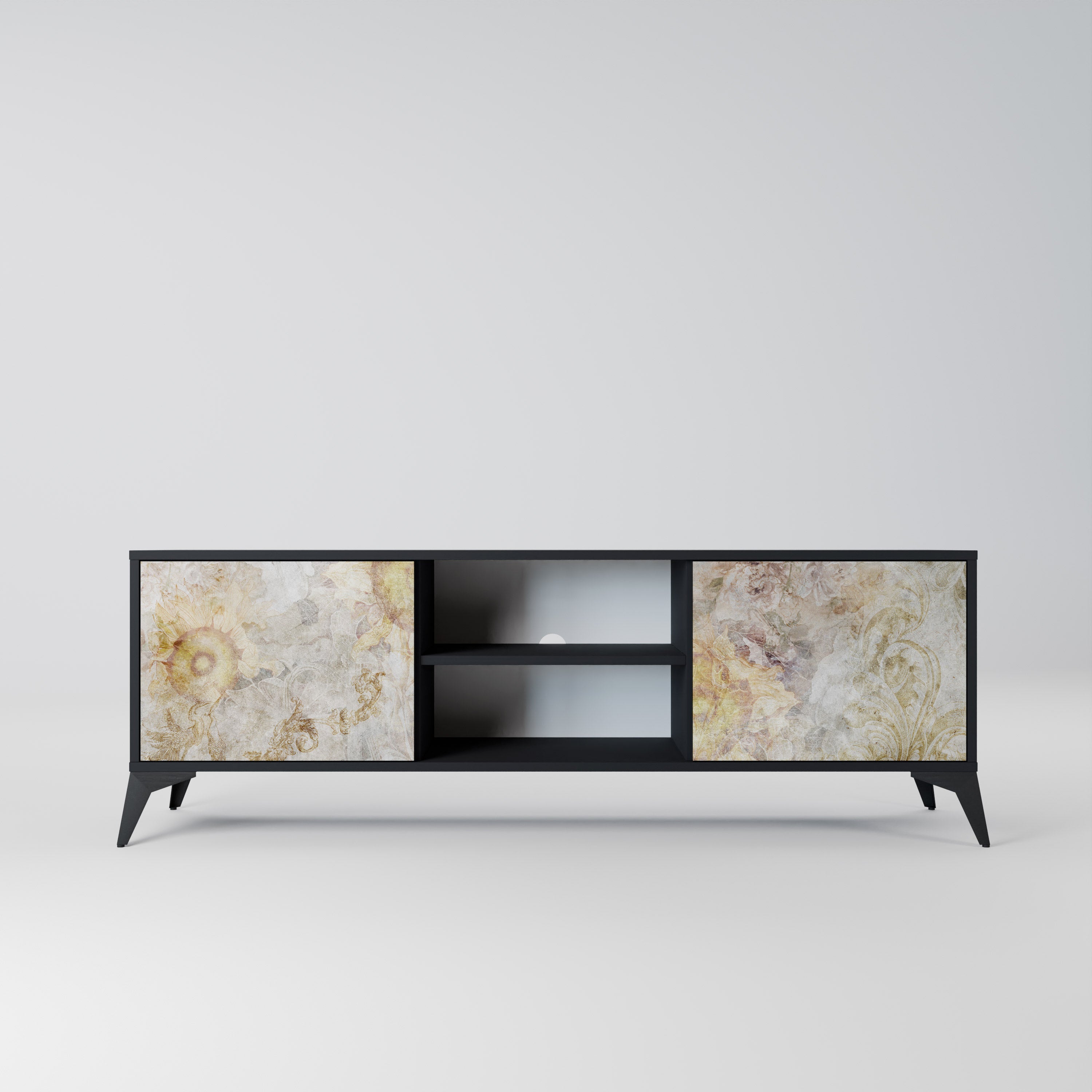 SUNFLOWER BLUR TV-Lowboard mit 2 Türen in Schwarz