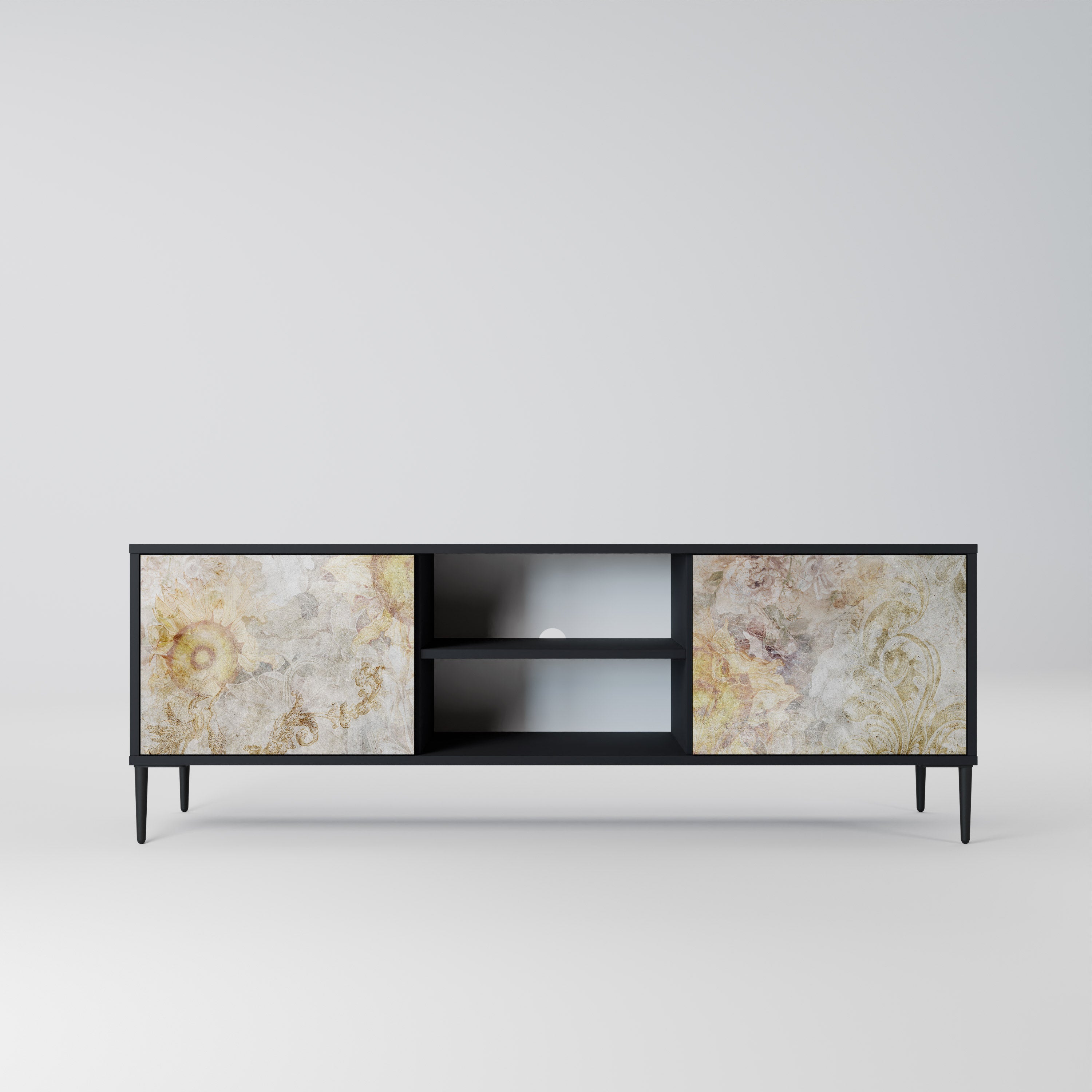 SUNFLOWER BLUR TV-Lowboard mit 2 Türen in Schwarz