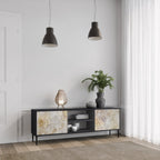 SUNFLOWER BLUR 2-Door TV Stand in Black Finish