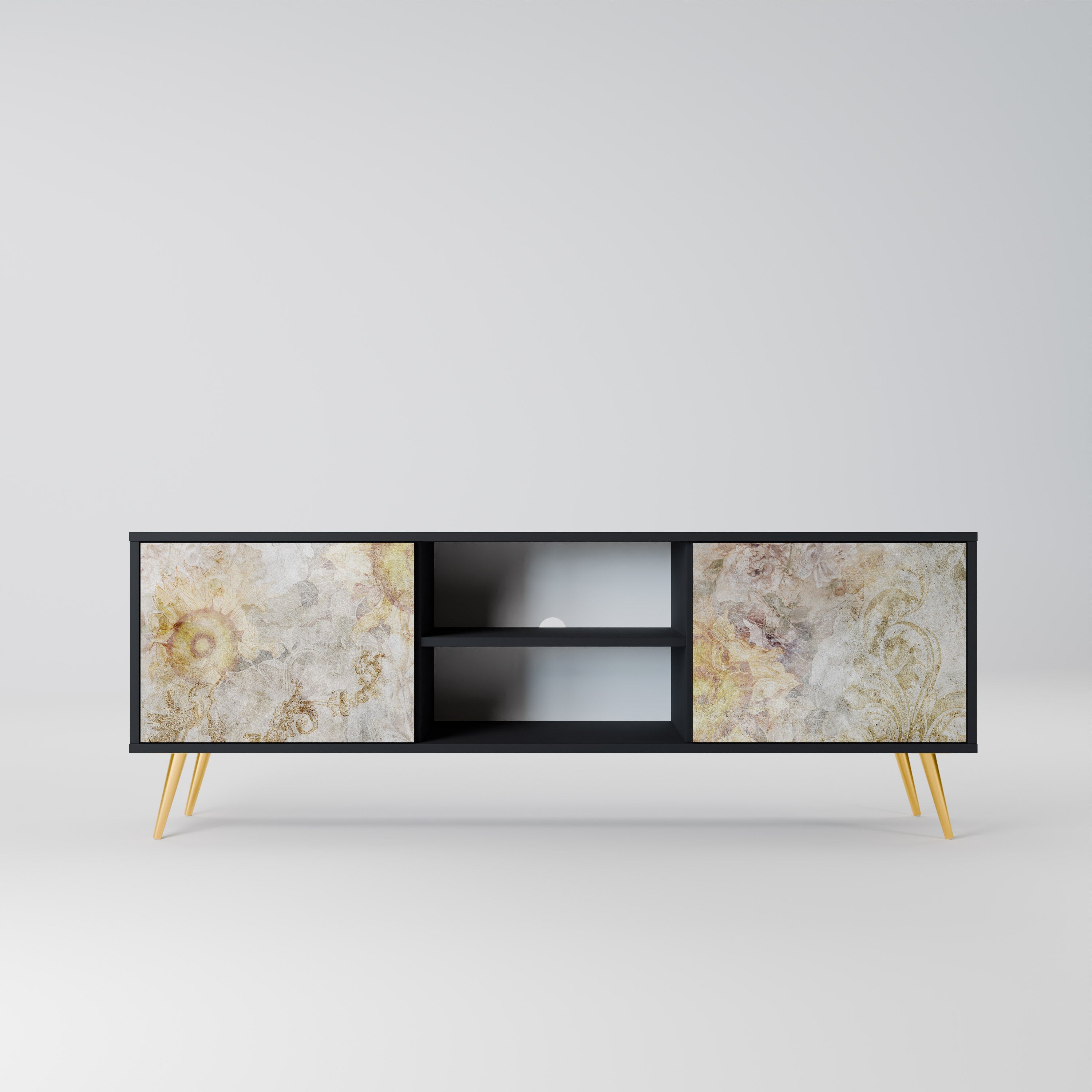 SUNFLOWER BLUR TV-Lowboard mit 2 Türen in Schwarz