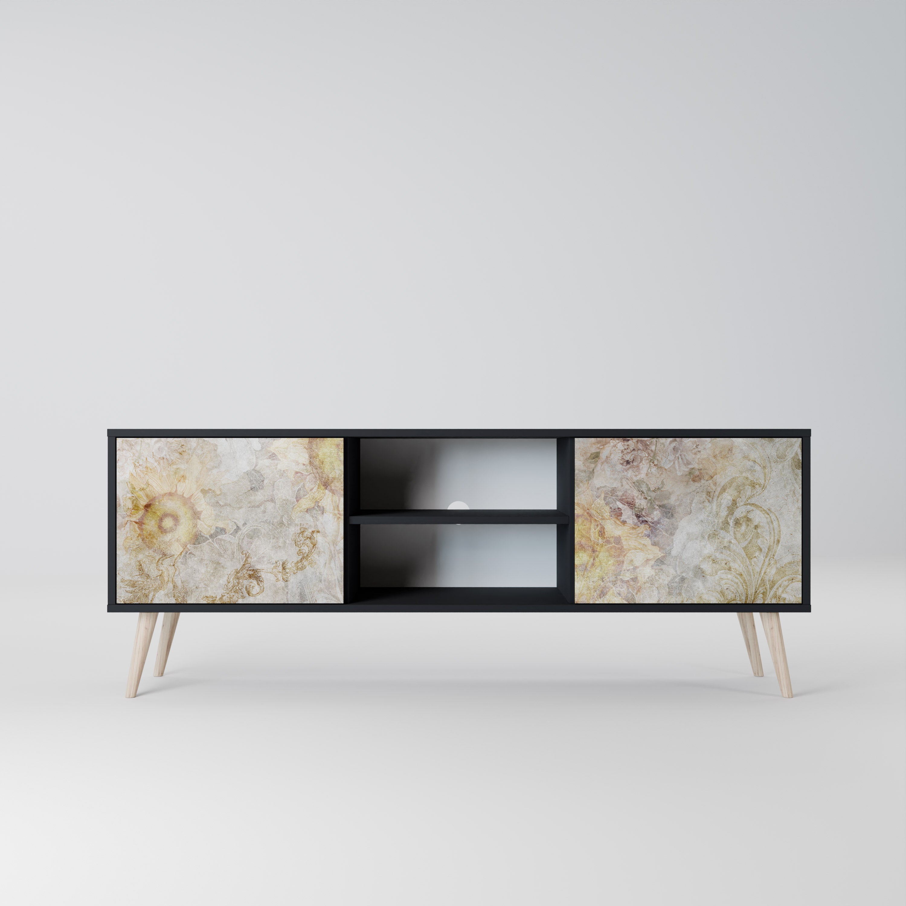 SUNFLOWER BLUR TV-Lowboard mit 2 Türen in Schwarz